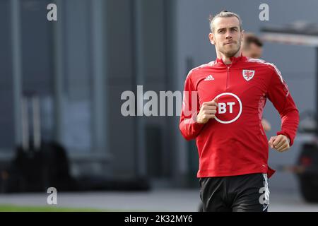 Cardiff, UK. 24th Sep, 2022. Gareth Bale of Wales during the Wales football team MD1 training session at the Vale Resort, Hensol, near Cardiff on Saturday 24th September 2022. The team are preparing for their next match, a UEFA Nations league match against Poland tomorrow . this image may only be used for Editorial purposes. Editorial use only, pic by Andrew Orchard/Andrew Orchard sports photography/Alamy Live news Credit: Andrew Orchard sports photography/Alamy Live News