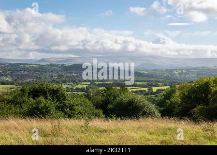 View of Mottram and Glossopdale from Werneth Low country park near Hyde in Tameside, Greater Manchester. Stock Photo