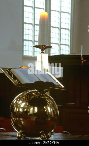 Amsterdam Holland Westerkerk - Protestant Church Oldest In Amsterdam Bible and Candle Stock Photo