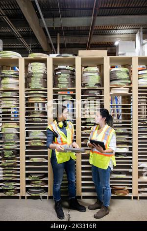 Worker checking stocks in distribution warehouse Stock Photo - Alamy