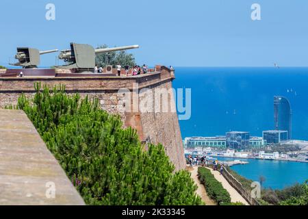 Montjuïc Castle on the hills overlooking Barcelona, Spain Stock Photo