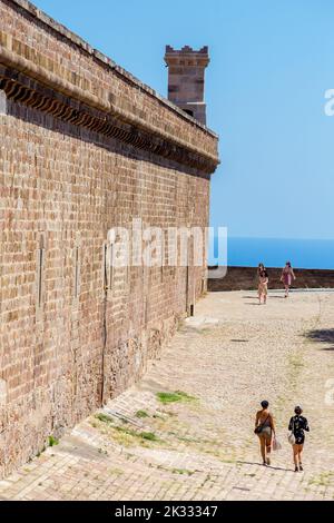 Montjuïc Castle on the hills overlooking Barcelona, Spain Stock Photo