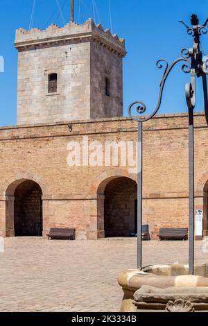 Montjuïc Castle on the hills overlooking Barcelona, Spain Stock Photo