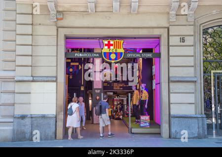 FC Barcelona football club store in Barcelona city centre, Spain Stock Photo