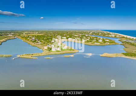 Aerial view of Point Mecox Lane and vicinty Stock Photo