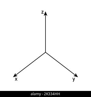 3d space coordinate system on white background. Stock Vector