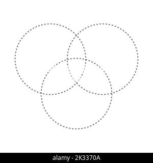 Intersection of three sets circles. Venn diagram of 3 sets Stock Vector