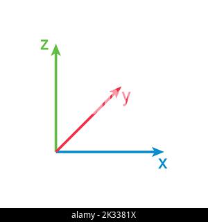 3d space coordinate system on white background. Stock Vector