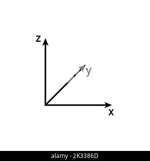 3d space coordinate system on white background. Stock Vector