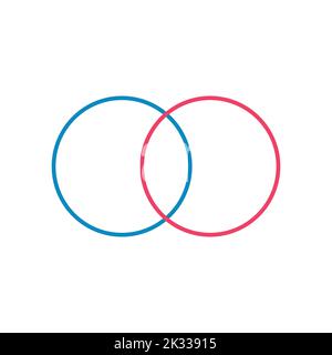 Intersection of two sets and venn diagrams in set theory. Stock Vector