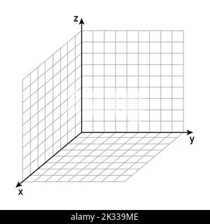 3d space coordinate system on white background. Stock Vector