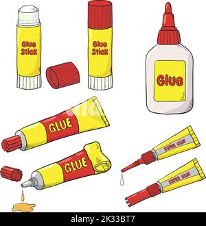 Cartoon super glue tubes isolated on white. Vector illustration Stock ...