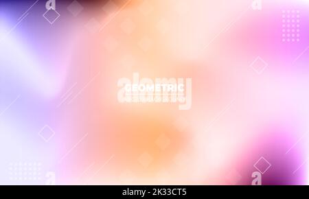 Abstract modern geometric style background with light neon colored blurred and geometric shapes. Vector illustration Stock Vector