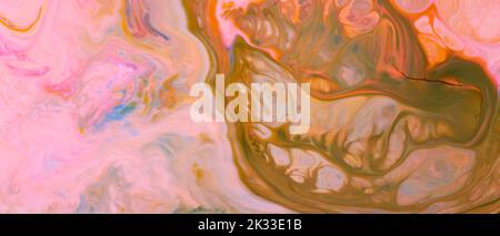 Fluid art. Creative abstract hand painted background. Multicolored shapes on a liquid surface. Creative backdrop for a web designer Stock Photo