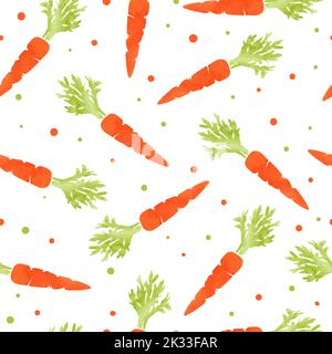 Seamless pattern with carrots. Watercolor vector organic food background Stock Vector