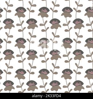Seamless floral pattern based on traditional folk art ornaments. Colorful flowers on color background. Scandinavian style. Sweden nordic style. Vector Stock Vector