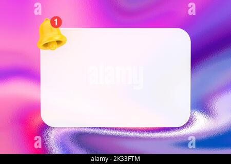 Blank Notification Popup with Cartoon Social Media Notification Bell ...