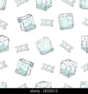Ice cubes seamless pattern. Vector ice background Stock Vector