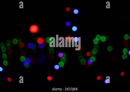 Colorful abstract lights blurred in night background Stock Photo