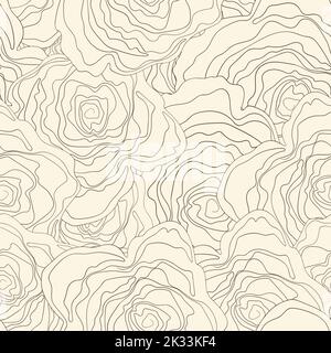 Seamless floral pattern silhouette art line ornaments. Black and white background with flowers. Vector illustration. Simple minimalistic pattern Stock Vector