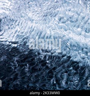 Close up of patterns in Icelandic glacial Ice. Stock Photo