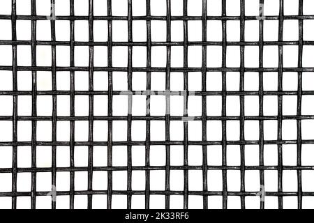 A close-up view of a window screen showing the detail of its woven fiberglass strands in a mesh pattern. Stock Photo