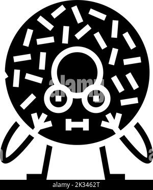 donut dessert character glyph icon vector illustration Stock Vector