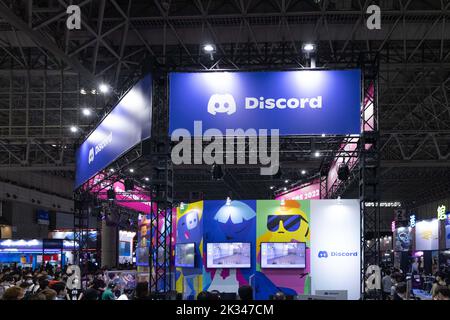Chiba, Japan. 17th Sep, 2022. Discord booth seen at the Tokyo Game Show 2022. After a two years break forced by the Covid-19 pandemic, the Tokyo Game Show returned to Makuhari Messe in Chiba, Japan. (Photo by Stanislav Kogiku/SOPA Images/Sipa USA) Credit: Sipa USA/Alamy Live News Stock Photo