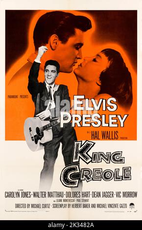 King Creole 1958 Film Poster - Starring Elvis Presley and Carolyn Jones. Director: MICHAEL CURTIZ. Stock Photo