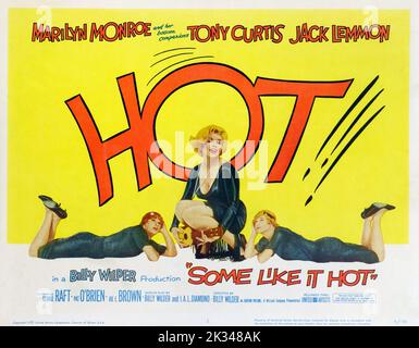 Film Poster for - SOME LIKE IT HOT, 1959 . Starring TONY CURTIS, MARILYN MONROE, JACK LEMMON Stock Photo