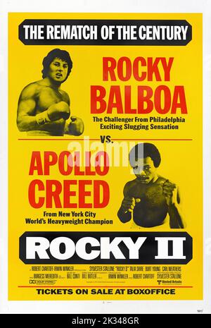Boxing Poster - Rocky is a 1976 American drama film directed by John G. Avildsen and written by and starring Sylvester Stallone. Stock Photo