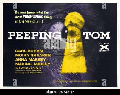 Vintage Film Poster - Peeping Tom is a 1960 British psychological horror-thriller directed by Michael Powell, starring Carl Boehm, Anna Massey, Stock Photo