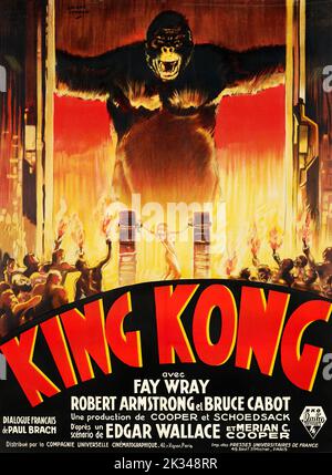 Original Vintage 1930s Film Poster for - King Kong .Starring  Fay Wray, Robert Armstrong and Bruce Cabot. (1933) Stock Photo