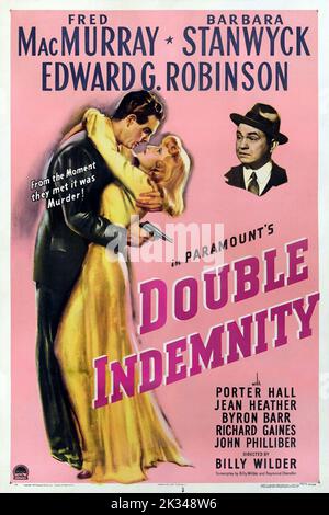 Vintage 1940s Film Poster - DOUBLE INDEMNITY. 1944. Director: BILLY WILDER. Credit: PARAMOUNT PICTURES Stock Photo
