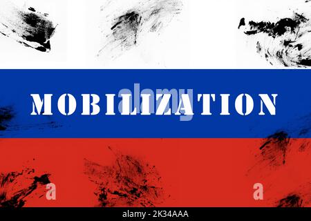 Russian Mobilization, Mobilization Russian Army for fighting on Ukraine. Stop war Stock Photo