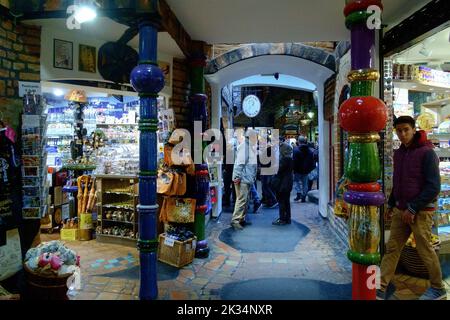 The souvenir shop inside the Hundertwasserhaus house in Vienna, Austria. Stock Photo