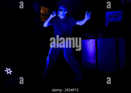 Allston, MA, USA. 22nd Sep, 2022. DAIM Boy performing at Joe Rez Fall '22 concert in Allston on September 22, 2022. Credit: Katy Rogers/Media Punch/Alamy Live News Stock Photo