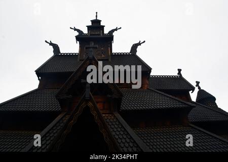 Oslo, Norway, September 2022: Gol Stave Church exhibited at The Norwegian Museum of Cultural History (Norsk Folkemuseum) Stock Photo