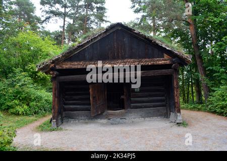 Oslo, Norway, September 2022: Old wooden hut exhibited at The Norwegian Museum of Cultural History (Norsk Folkemuseum) Stock Photo