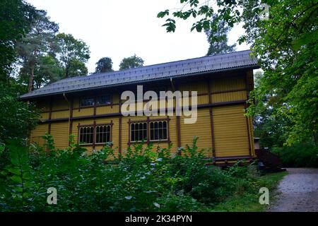 Oslo, Norway, September 2022: Old wooden building from 1894  exhibited at The Norwegian Museum of Cultural History (Norsk Folkemuseum) Stock Photo