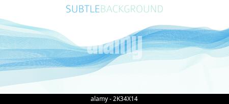 Abstract subtle background with thin undulated blue lines. Elegant vector graphic pattern Stock Vector