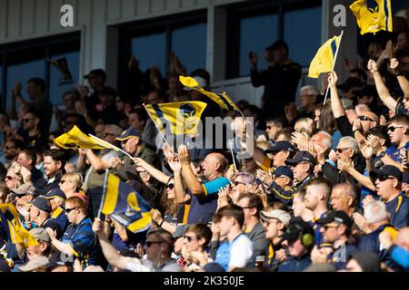 Worcester, UK. 24th Sep, 2022. Worcester Warriors supporters during the Gallagher Premiership match Worcester Warriors vs Newcastle Falcons at Sixways Stadium, Worcester, United Kingdom, 24th September 2022 (Photo by Nick Browning/News Images) in Worcester, United Kingdom on 9/24/2022. (Photo by Nick Browning/News Images/Sipa USA) Credit: Sipa USA/Alamy Live News Stock Photo