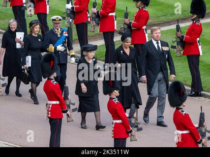 Windsor, England. UK. 19 September, 2022.  King Willem-Alexander of the Netherlands, Queen Maxima of the Netherlands, Princess Beatrix of the Netherla