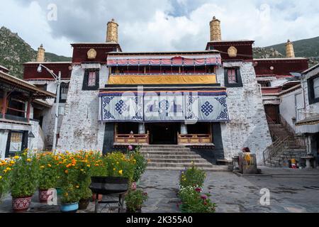 Drepung is the largest of all Tibetan monasteries and is located on the Gambo Utse mountain, at the foot of Mount Gephel. Tibet Stock Photo