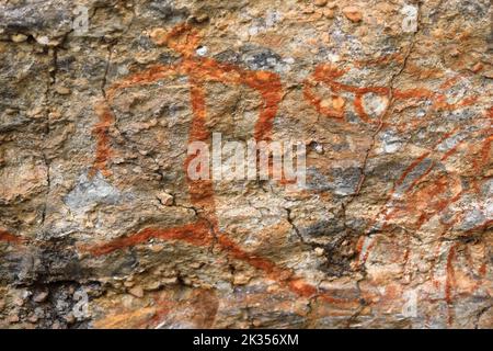 Aboriginal rock art: schematic image of people at dance. Anbangbang ...