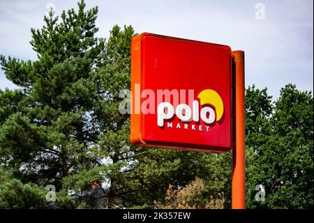 MIELNO, POLAND - AUGUST 2, 2022: Polo Market grocery store banner near the shop in Poland Stock Photo