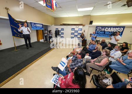 Los Angeles, United States. 24th Sep, 2022. Los Angeles Mayoral Candidate Rick Caruso speaks at the Town Hall with community members in Sun Valley, Los Angeles. (Photo by Ringo Chiu/SOPA Images/Sipa USA) Credit: Sipa USA/Alamy Live News Stock Photo
