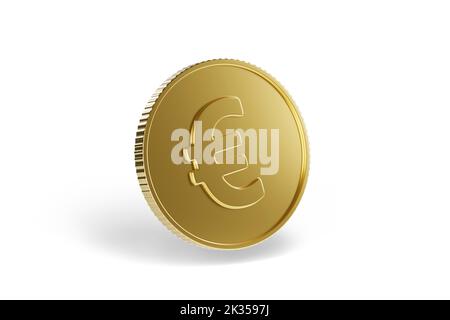 Golden coin with euro sign isolated on white background. 3d illustration. Stock Photo