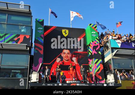 Ferrari on top down under at the Australian Formula One Grand Prix Featuring: Charles Leclerc Where: Melbourne, Australia When: 10 Apr 2022 Credit: WENN Stock Photo