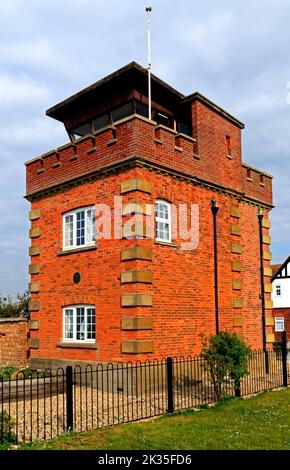 Former coastguard lookout tower, and Marconi wartime listening post, on coastal clifftop, Hunstanton Norfolk UK, Stock Photo